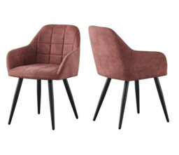 MCC Direct Set Of 2 Faux Suede Leather Dining Chairs With Arms Adrian Pink - thumbnail 2