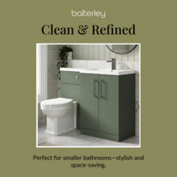 Balterley Right-Hand Bathroom Vanity And Wc Unit Combination With Basin - 1100mm - Satin Green With Brushed Pewter Handles - thumbnail 7