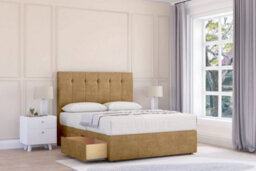 "Sloomy Highbury Mink Plush Divan Bed With Mattress 2 Drawers Same Side With 54"" Floor Standing Headboard 5' King" - thumbnail 2