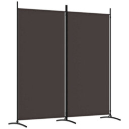 Berkfield Durable 2-Panel Room Divider Brown 175X180 Cm Fabric - thumbnail 1