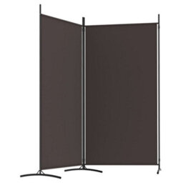 Berkfield Durable 2-Panel Room Divider Brown 175X180 Cm Fabric - thumbnail 5