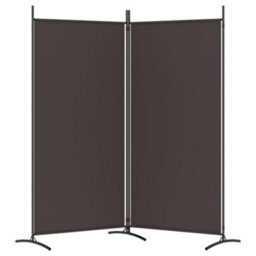 Berkfield Durable 2-Panel Room Divider Brown 175X180 Cm Fabric - thumbnail 4