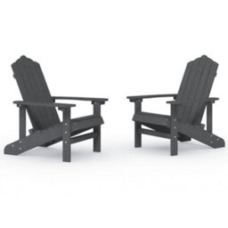 Berkfield Garden Adirondack Chairs 2 Pcs Hdpe Anthracite - thumbnail 2