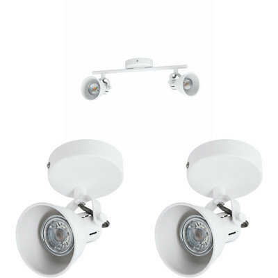 Elegant Twin Ceiling Spot Light With Matching Wall Lights In Matt White Finish - image 1