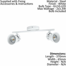Elegant Twin Ceiling Spot Light With Matching Wall Lights In Matt White Finish - thumbnail 2