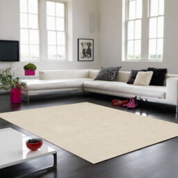 Ivory Plain Shaggy Modern Easy To Clean Living Room Bedroom & Dining Room Rug-120Cm X 170Cm - thumbnail 1