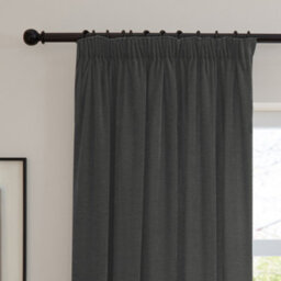furn. Furn Soft Chenille Blackout Pencil Pleat Curtain Pair, Charcoal, (W) 168 X (D) 183Cm - thumbnail 6