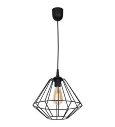 Milagro Colin Black Pendant Lamp 1Xe27 Hand Made Matt Black Cage Style Lamps Creating Industrial Chic - thumbnail 6