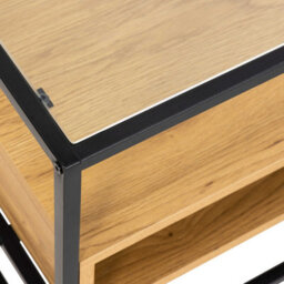 Wyld Haus Wrenna Tv Unit Black Frame, Natural Oak-Effect Shelves, Tempered Glass Top - thumbnail 7