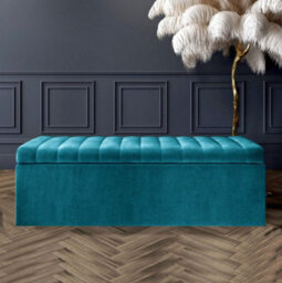 Safar 4Ft6 Ottoman Storage Box - Emerald Green Plush Velvet - thumbnail 4
