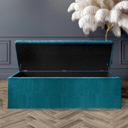 Safar 4Ft6 Ottoman Storage Box - Emerald Green Plush Velvet - thumbnail 2