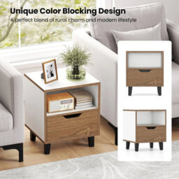 Mid Century Modern Bedside Table Nightstand W/drawer & Storage Shelf - thumbnail 4