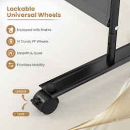 Costway Room Divider 6-Panel Folding Privacy Screen With Lockable Rolling Wheels And Wider Support Feet Grey - thumbnail 3