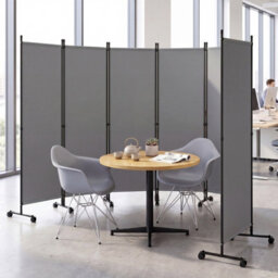 Costway Room Divider 6-Panel Folding Privacy Screen With Lockable Rolling Wheels And Wider Support Feet Grey - thumbnail 4