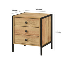 Swish Furniture Alva 3 Drawer Oak Bedside Chest Of Drawers Cabinet Nightstand - thumbnail 8