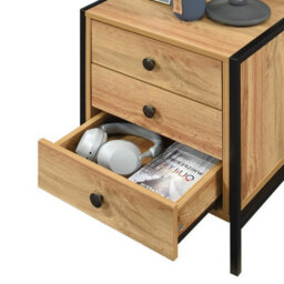 Swish Furniture Alva 3 Drawer Oak Bedside Chest Of Drawers Cabinet Nightstand - thumbnail 3