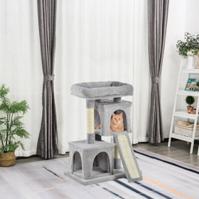 Light Grey Cat Tree, 83Cm Indoor Cat Scratching Post Climbing Frame - image 1