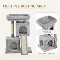 Light Grey Cat Tree, 83Cm Indoor Cat Scratching Post Climbing Frame - thumbnail 5