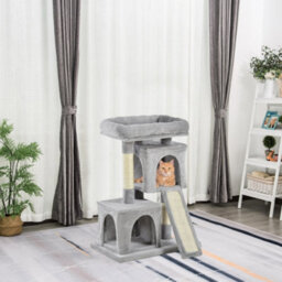 Light Grey Cat Tree, 83Cm Indoor Cat Scratching Post Climbing Frame - thumbnail 1