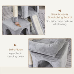 Light Grey Cat Tree, 83Cm Indoor Cat Scratching Post Climbing Frame - thumbnail 4