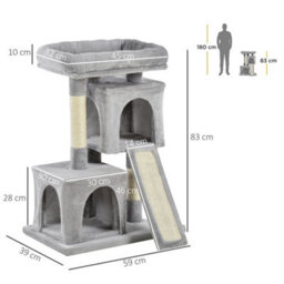 Light Grey Cat Tree, 83Cm Indoor Cat Scratching Post Climbing Frame - thumbnail 2