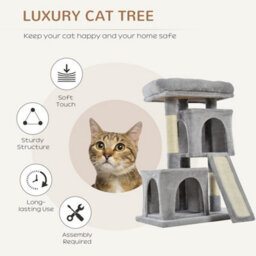 Light Grey Cat Tree, 83Cm Indoor Cat Scratching Post Climbing Frame - thumbnail 3