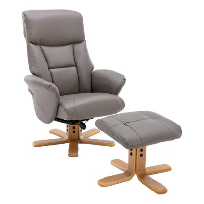 Morris Living The Giza - Faux Leather Swivel Recliner Chair & Matching Footstool In Grey - image 1