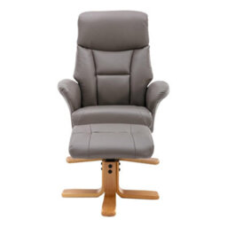 Morris Living The Giza - Faux Leather Swivel Recliner Chair & Matching Footstool In Grey - thumbnail 8