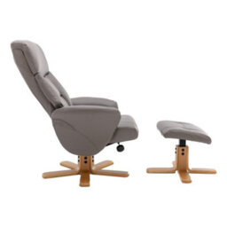 Morris Living The Giza - Faux Leather Swivel Recliner Chair & Matching Footstool In Grey - thumbnail 4