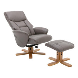 Morris Living The Giza - Faux Leather Swivel Recliner Chair & Matching Footstool In Grey - thumbnail 5