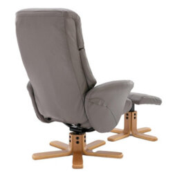 Morris Living The Giza - Faux Leather Swivel Recliner Chair & Matching Footstool In Grey - thumbnail 6
