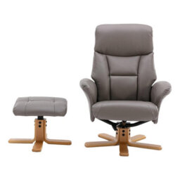 Morris Living The Giza - Faux Leather Swivel Recliner Chair & Matching Footstool In Grey - thumbnail 7