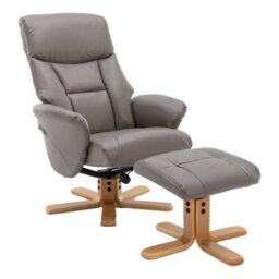 Morris Living The Giza - Faux Leather Swivel Recliner Chair & Matching Footstool In Grey - thumbnail 2