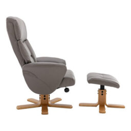 Morris Living The Giza - Faux Leather Swivel Recliner Chair & Matching Footstool In Grey - thumbnail 3