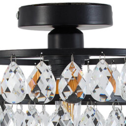 Living And Home E27 Modern Black Round Crystal Ceiling Light With Layered Pendant Design, 60W - thumbnail 6