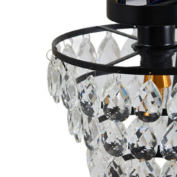 Living And Home E27 Modern Black Round Crystal Ceiling Light With Layered Pendant Design, 60W - thumbnail 7