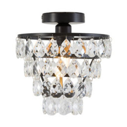 Living And Home E27 Modern Black Round Crystal Ceiling Light With Layered Pendant Design, 60W - thumbnail 2