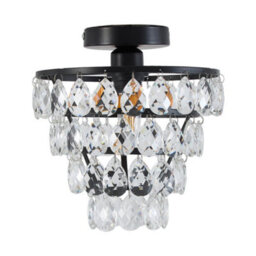 Living And Home E27 Modern Black Round Crystal Ceiling Light With Layered Pendant Design, 60W - thumbnail 1