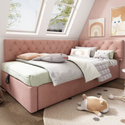Single Velvet Ottoman Daybed With Hydraulic Storage - thumbnail 9