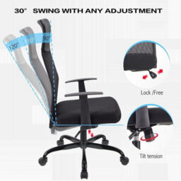 Mesh Office Chair  Adjustable With Arm Rests & Head Support - thumbnail 3