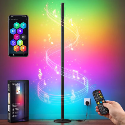 LEDREM Lusia Led Floor Lamp, Rgb Color Changing Ambient Light, App/remote/in-Line Control, Music Sync, 18 X 18 X 139.4 Cm, Matte Black - image 1