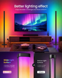 LEDREM Lusia Led Floor Lamp, Rgb Color Changing Ambient Light, App/remote/in-Line Control, Music Sync, 18 X 18 X 139.4 Cm, Matte Black - thumbnail 3