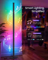 LEDREM Lusia Led Floor Lamp, Rgb Color Changing Ambient Light, App/remote/in-Line Control, Music Sync, 18 X 18 X 139.4 Cm, Matte Black - thumbnail 7