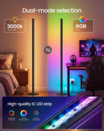 LEDREM Lusia Led Floor Lamp, Rgb Color Changing Ambient Light, App/remote/in-Line Control, Music Sync, 18 X 18 X 139.4 Cm, Matte Black - thumbnail 4
