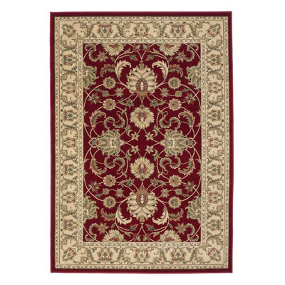 Red Traditional Rug, Floral Rug, 8mm Thickness Bordered Rug, Persian Red Rug For Bedroom, & Dining Room-160Cm X 235Cm