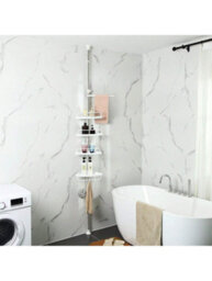 LEDREM Adjustable Bathroom Corner Shelf, Telescopic Shower Caddy, 95-300 Cm, Floor To Ceiling, With Stainless Steel Frame - thumbnail 2
