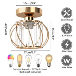 Emitto Crystal Ceiling Light Semi Flush Mount Chandelier Modern Hallway - thumbnail 7