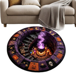 Amorly 80Cm Halloween Optical Illusion, Rug Plush Non-Slip, Pumpkin Illusion Carpet Modern Soft Floor,doormat For Home, Bedroom Indoor - thumbnail 8