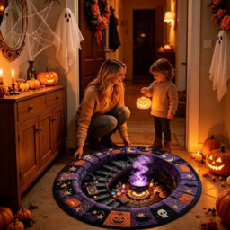 Amorly 80Cm Halloween Optical Illusion, Rug Plush Non-Slip, Pumpkin Illusion Carpet Modern Soft Floor,doormat For Home, Bedroom Indoor - thumbnail 4