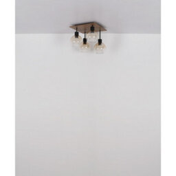 Luminosa Lighting Luminosa Barry I Shade Cluster Ceiling Light Matt Black Amber Glass Shade 4X E27 - thumbnail 6